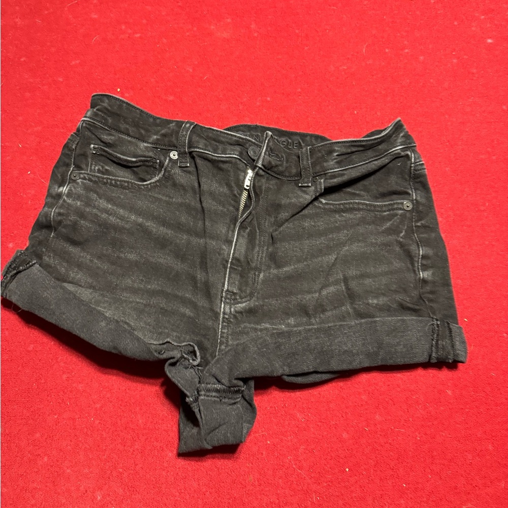 American Eagle Outfitters Black Jean Shorts Distressed Cut-Off Style